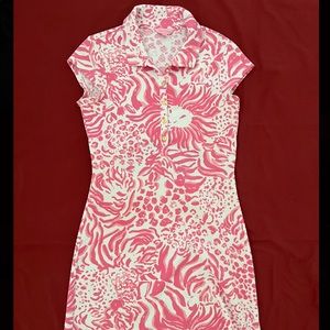 Pink and White Collared & Sleeveless Lilly Pulitzer Dress